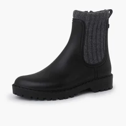 Botas De Agua<Pisamonas Botines Goma Y Lana Jaspeada Track Color Negro-Gris
