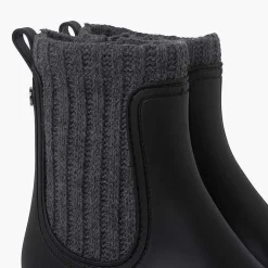 Botas De Agua<Pisamonas Botines Goma Y Lana Jaspeada Track Color Negro-Gris