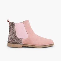Botas<Pisamonas Botines Niña Serraje Con Talonera Glitter