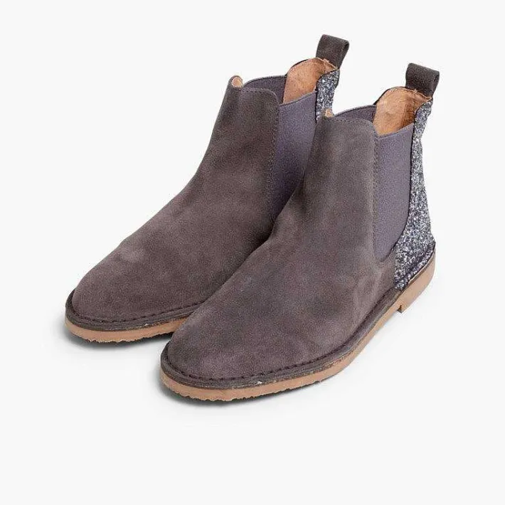 Botas<Pisamonas Botines Niña Serraje Con Talonera Glitter