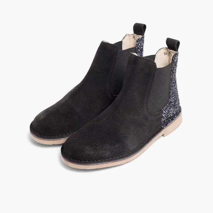 Botas<Pisamonas Botines Niña Serraje Con Talonera Glitter