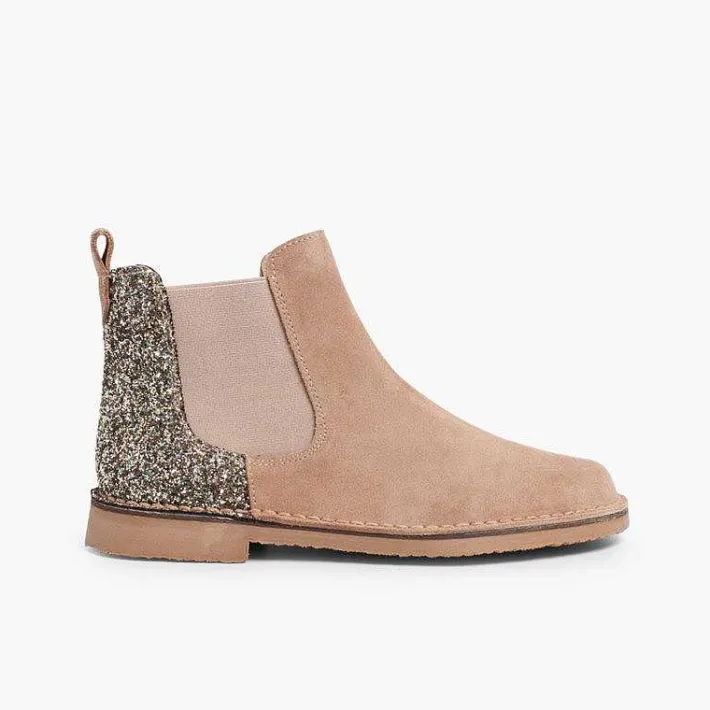 Botas<Pisamonas Botines Niña Serraje Con Talonera Glitter