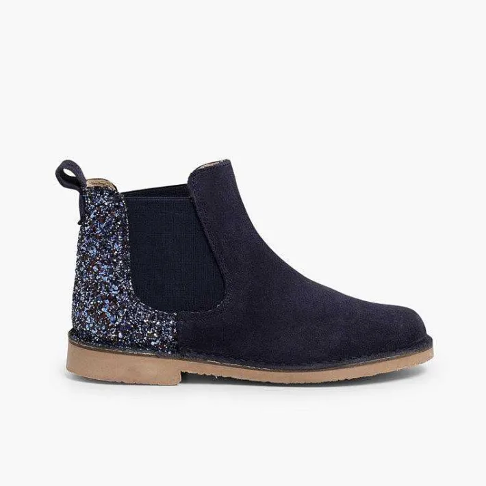 Botas<Pisamonas Botines Niña Serraje Con Talonera Glitter