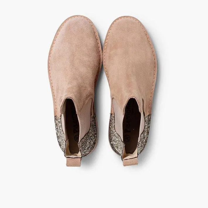 Botas<Pisamonas Botines Niña Serraje Con Talonera Glitter