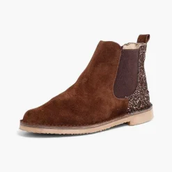Botas<Pisamonas Botines Niña Serraje Con Talonera Glitter