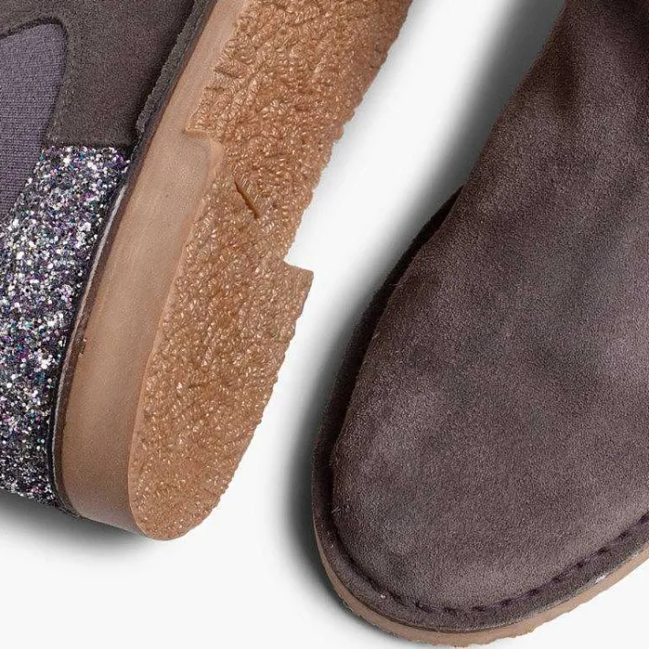 Botas<Pisamonas Botines Niña Serraje Con Talonera Glitter