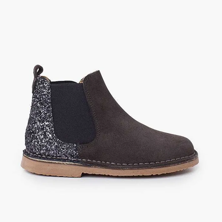 Botas<Pisamonas Botines Niña Serraje Con Talonera Glitter