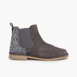 Botas<Pisamonas Botines Niña Serraje Con Talonera Glitter