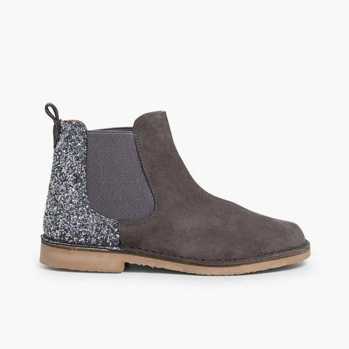 Botas<Pisamonas Botines Niña Serraje Con Talonera Glitter