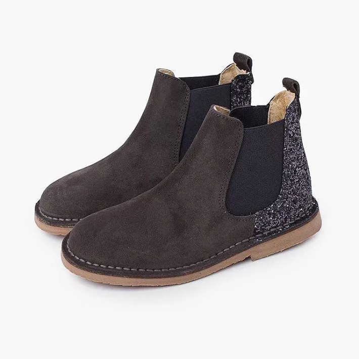 Botas<Pisamonas Botines Niña Serraje Con Talonera Glitter