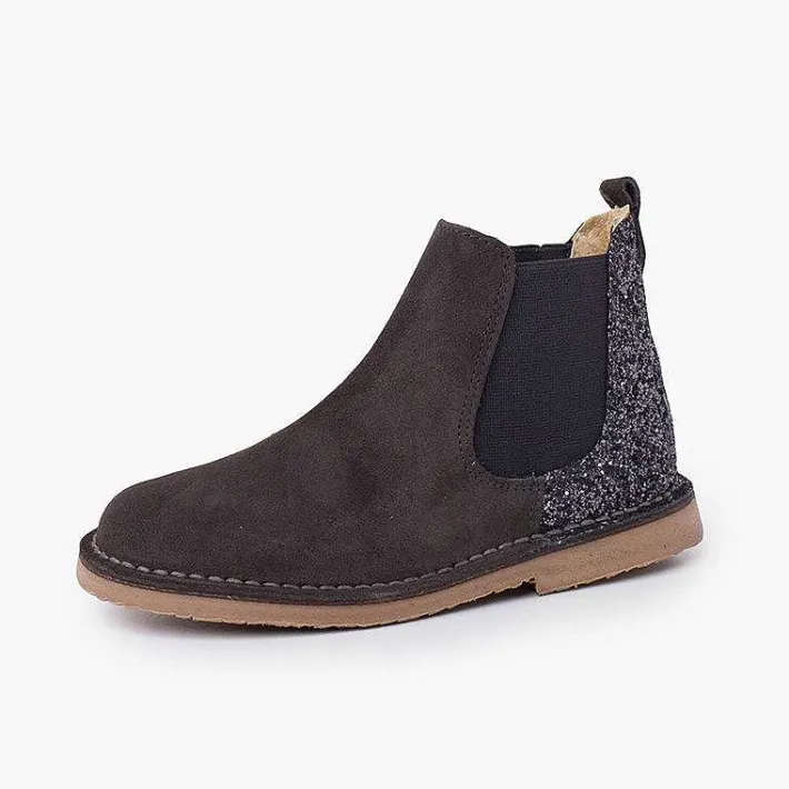 Botas<Pisamonas Botines Niña Serraje Con Talonera Glitter