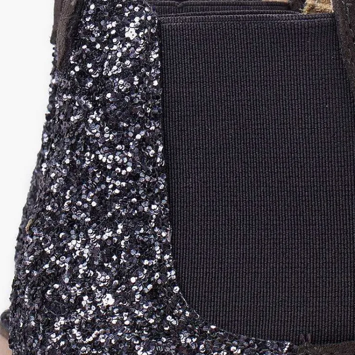 Botas<Pisamonas Botines Niña Serraje Con Talonera Glitter