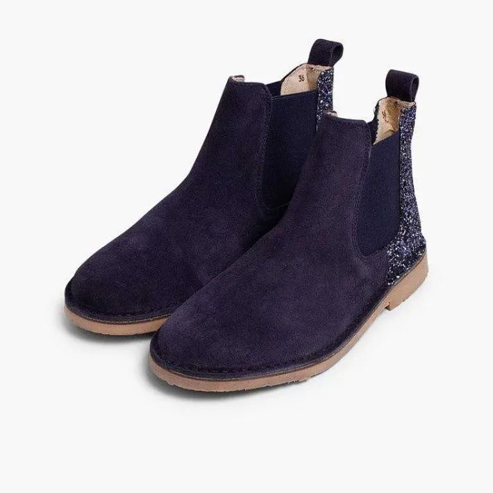 Botas<Pisamonas Botines Niña Serraje Con Talonera Glitter