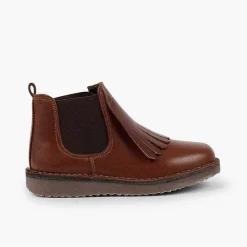 Botas<Pisamonas Botines Piel Niña Lengueta Flecos
