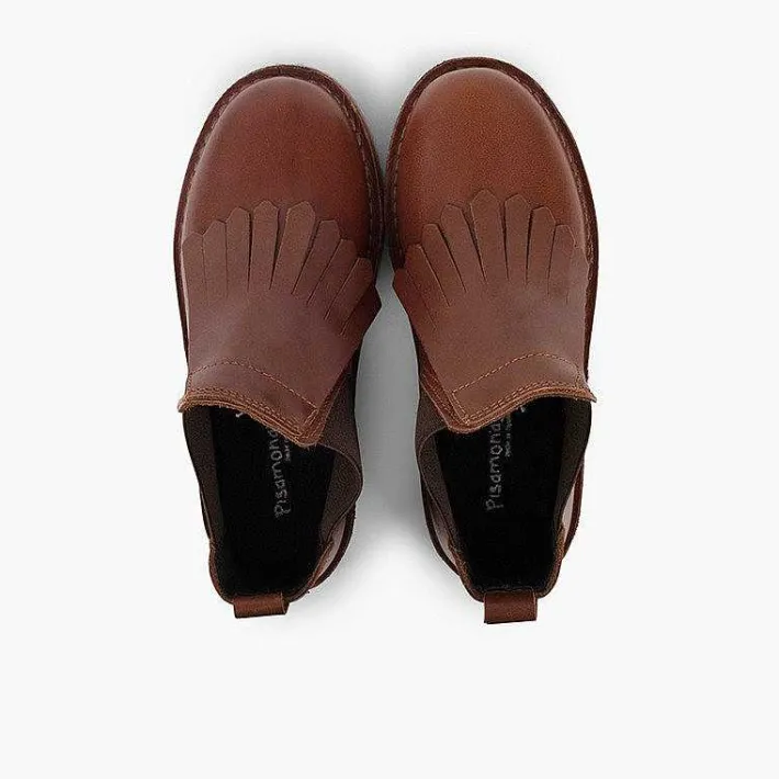 Botas<Pisamonas Botines Piel Niña Lengueta Flecos