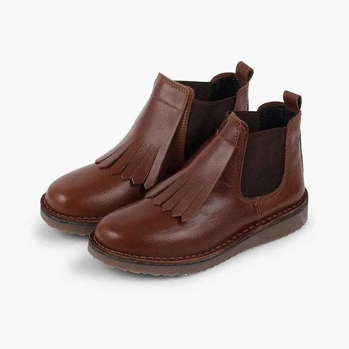 Botas<Pisamonas Botines Piel Niña Lengueta Flecos
