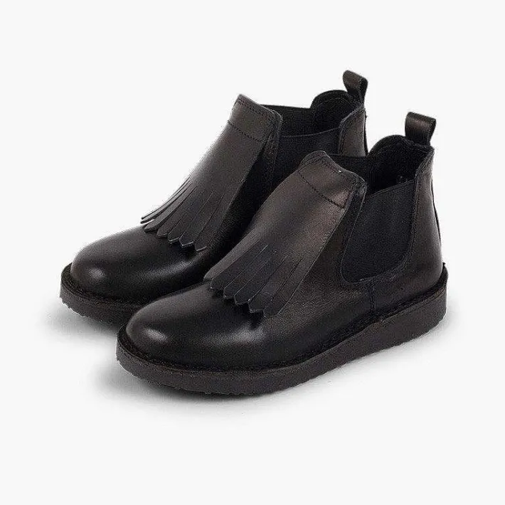 Botas<Pisamonas Botines Piel Niña Lengueta Flecos