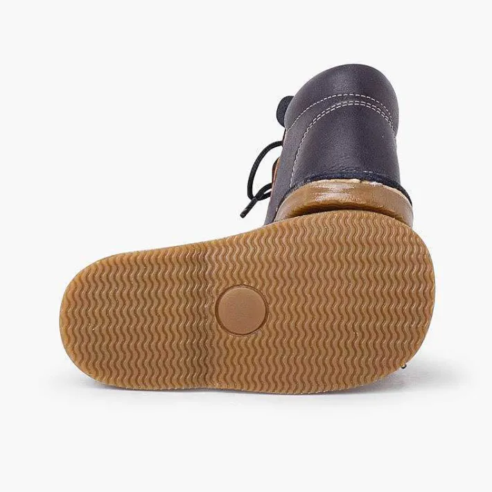Botas<Pisamonas Botita Piel Cordones Cara Monito