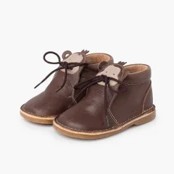 Botas<Pisamonas Botita Piel Cordones Cara Monito