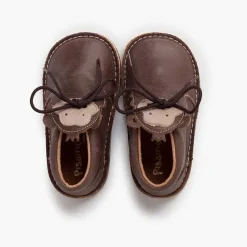 Botas<Pisamonas Botita Piel Cordones Cara Monito