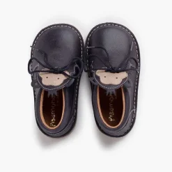 Botas<Pisamonas Botita Piel Cordones Cara Monito