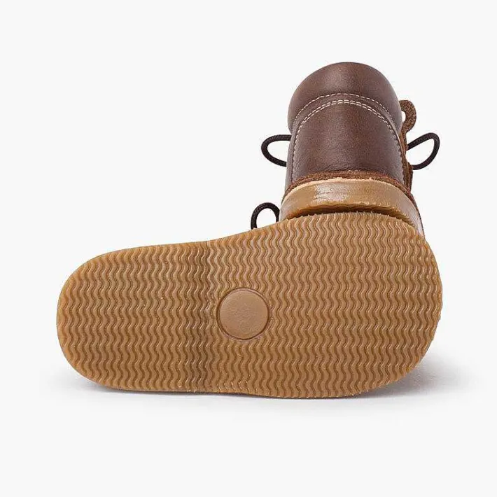 Botas<Pisamonas Botita Piel Cordones Cara Monito