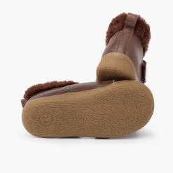 Botas<Pisamonas Botita Piel Cuello Pelo Tira Ancha
