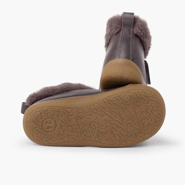 Botas<Pisamonas Botita Piel Cuello Pelo Tira Ancha