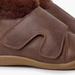 Botas<Pisamonas Botita Piel Cuello Pelo Tira Ancha