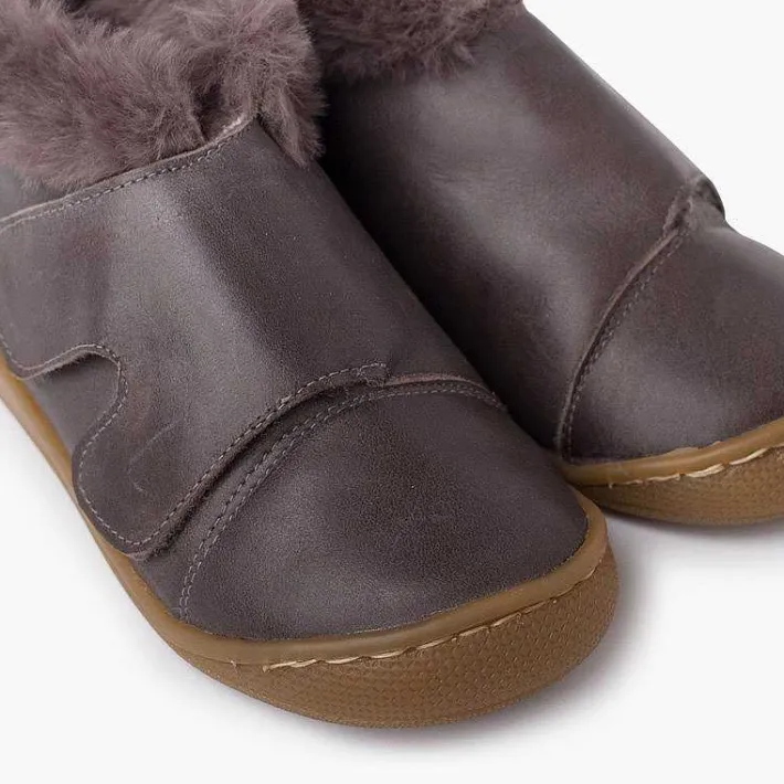 Botas<Pisamonas Botita Piel Cuello Pelo Tira Ancha