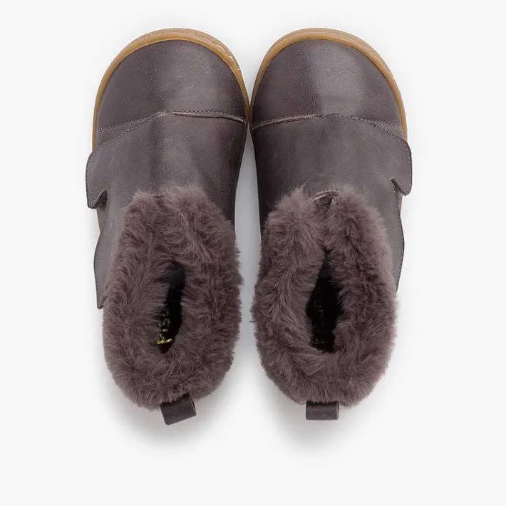 Botas<Pisamonas Botita Piel Cuello Pelo Tira Ancha