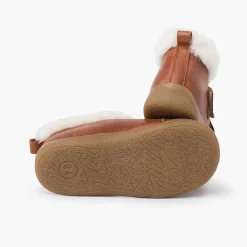 Botas<Pisamonas Botita Piel Cuello Pelo Tira Ancha