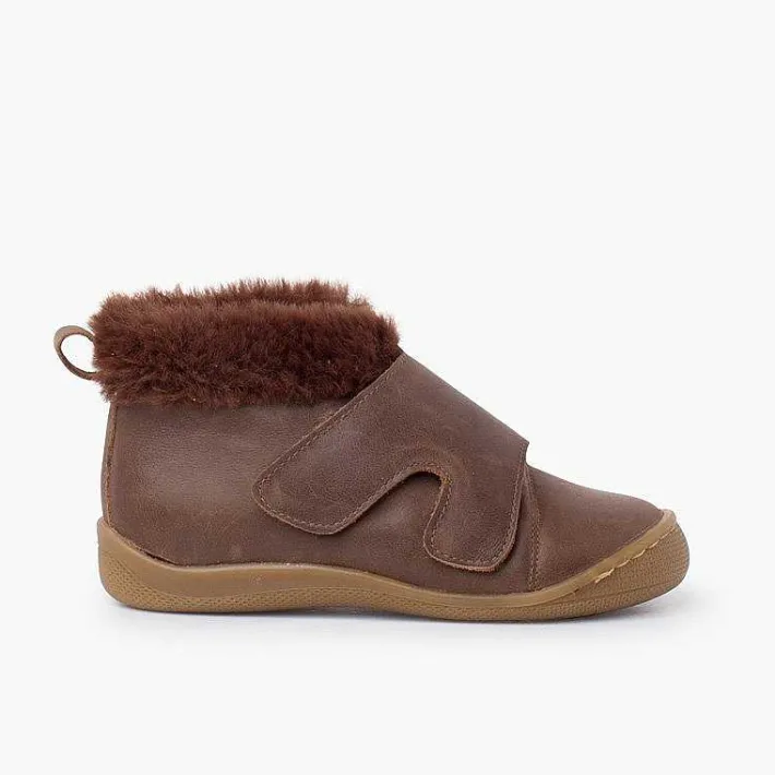 Botas<Pisamonas Botita Piel Cuello Pelo Tira Ancha