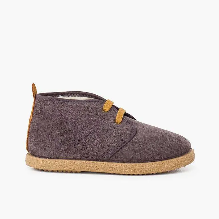 Botas<Pisamonas Botitas Forro Borrego Tira Camel Trasera