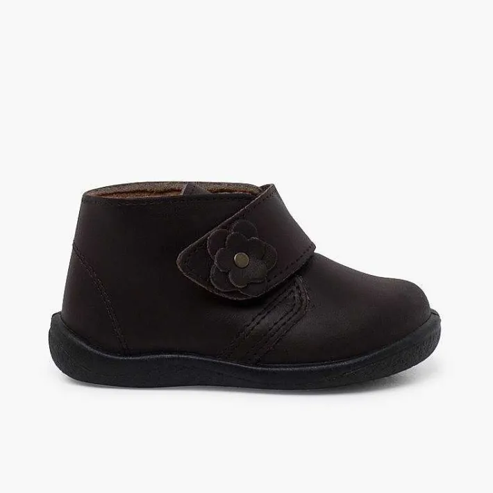 Botas<Pisamonas Botitas Niña Piel Lavable Flor