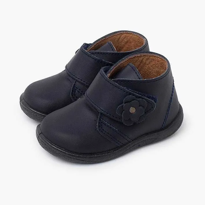 Botas<Pisamonas Botitas Niña Piel Lavable Flor