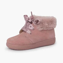 Botas<Pisamonas Botitas Niña Serraje Cuello Pelo Cordones Raso