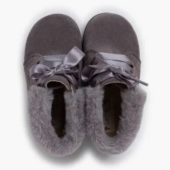 Botas<Pisamonas Botitas Niña Serraje Cuello Pelo Cordones Raso