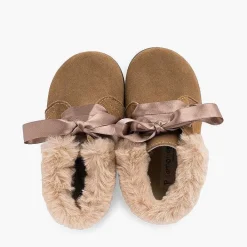 Botas<Pisamonas Botitas Niña Serraje Cuello Pelo Cordones Raso