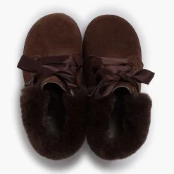 Botas<Pisamonas Botitas Niña Serraje Cuello Pelo Cordones Raso