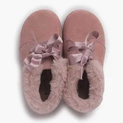 Botas<Pisamonas Botitas Niña Serraje Cuello Pelo Cordones Raso