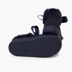 Botas<Pisamonas Botitas Niña Serraje Cuello Pelo Cordones Raso