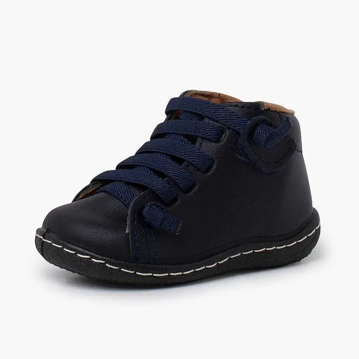 Botas<Pisamonas Botitas Piel Lavable Niños Cordones Elasticos