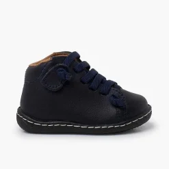 Botas<Pisamonas Botitas Piel Lavable Niños Cordones Elasticos