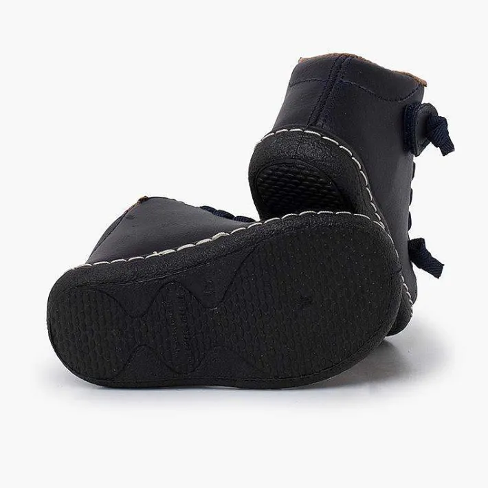 Botas<Pisamonas Botitas Piel Lavable Niños Cordones Elasticos