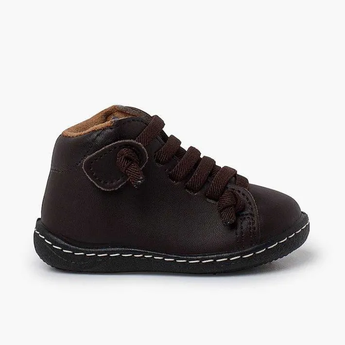 Botas<Pisamonas Botitas Piel Lavable Niños Cordones Elasticos