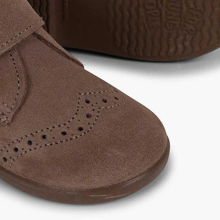 Botas<Pisamonas Botitas Piel Serraje Y Tira Adherente Adorno Hebillas