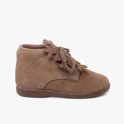 Botas<Pisamonas Botitas Serraje Cordones Adorno Copo