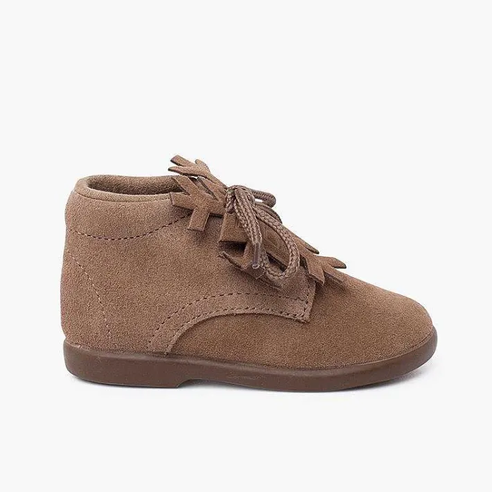 Botas<Pisamonas Botitas Serraje Cordones Adorno Copo