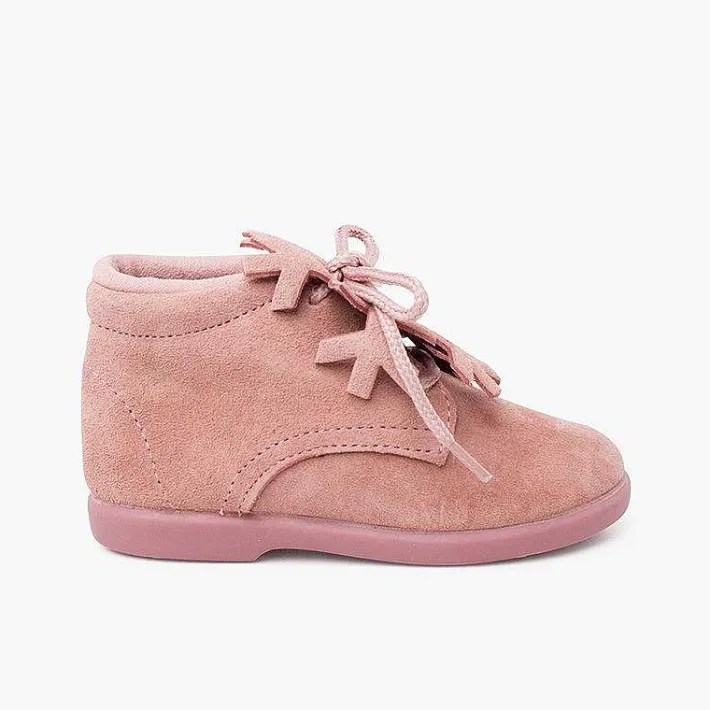 Botas<Pisamonas Botitas Serraje Cordones Adorno Copo